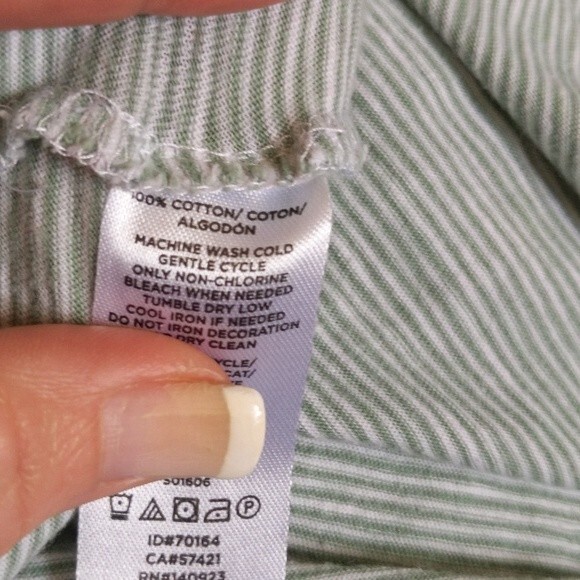 LOFT casual tee t-shirt, green & white stripes, tie short sleeve M - Picture 5 of 6